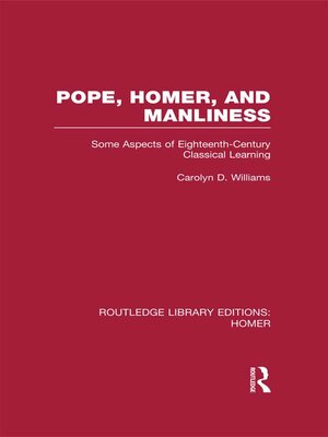 cover image of Pope, Homer, and Manliness